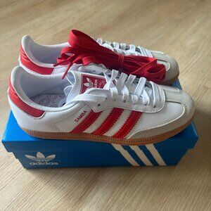 NWT Adidas Samba OG White/Solar Red/Off White W 5.5